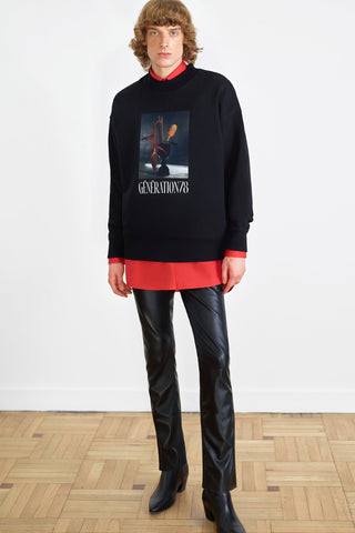 STRAIGHT-LEG BLACK LEATHER PANTS GENERATION78