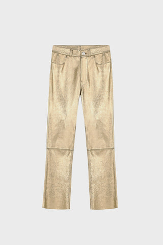 STRAIGHT-LEG GOLD LEATHER PANTS GENERATION78