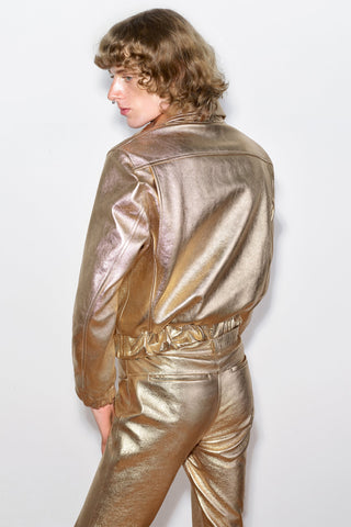 GENERATION78 | STRAIGHT - LEG GOLD PANTS IN LAMBSKIN
