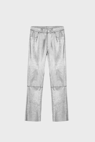 GENERATION78 | STRAIGHT - LEG SILVER PANTS IN LAMBSKIN