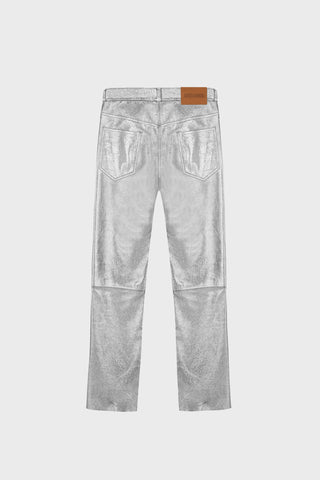 GENERATION78 | STRAIGHT - LEG SILVER PANTS IN LAMBSKIN