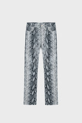 STRAIGHT-LEG SNAKE-PRINT PANTS LAMBSKIN
