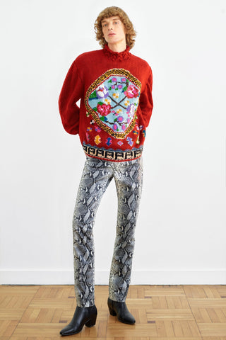 STRAIGHT-LEG SNAKE-PRINT LEATHER PANTS GENERATION78
