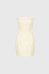 STRAPLESS TAILORED MINI DRESS IN SILKY-WOOL
