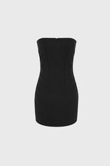 STRAPLESS TAILORED MINI DRESS IN WOOL