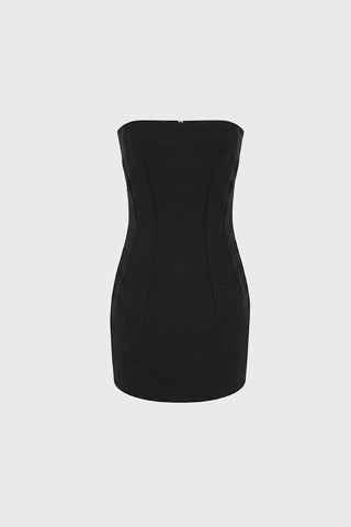 STRAPLESS TAILORED MINI DRESS IN WOOL