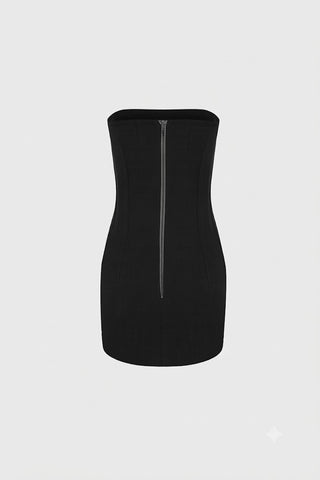 STRAPLESS TAILORED MINI DRESS IN WOOL