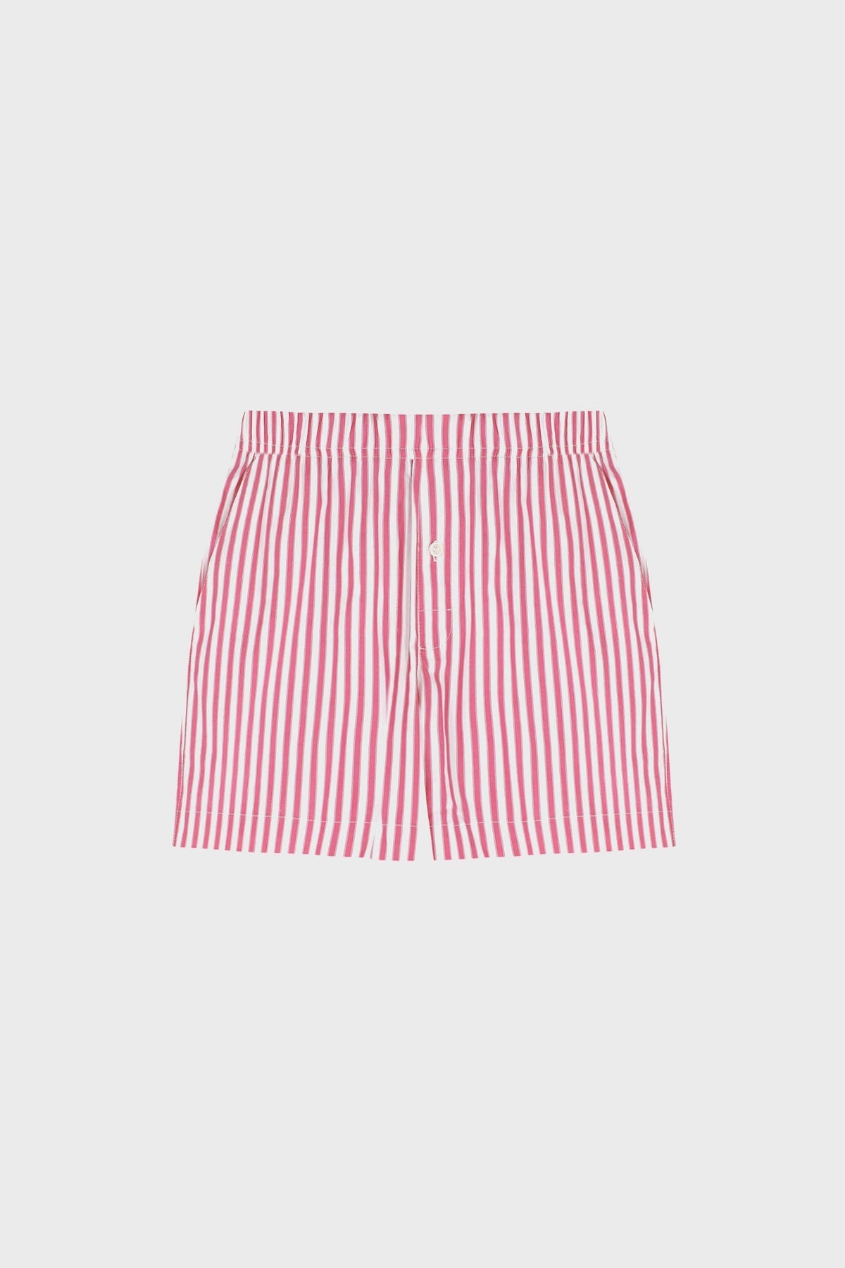 STRIPED STRAIGHT-LEG SHORTS IN COTTON-POPLIN