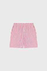 STRIPED STRAIGHT-LEG SHORTS IN COTTON-POPLIN