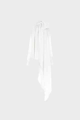 TAILORED DRAPED TOP IN SILK-GEORGETTE