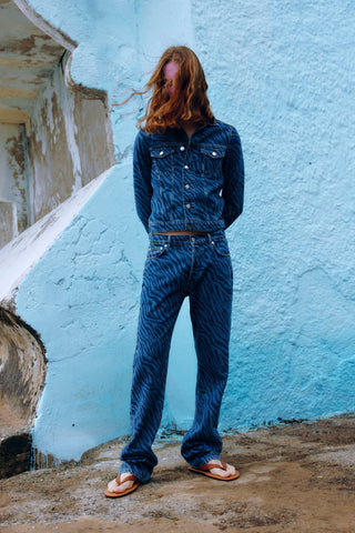 TRUCKER JACKET IN ZEBRA-PRINT DENIM GENERATION78