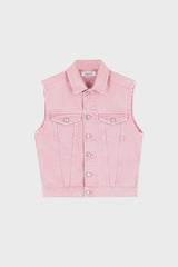 TRUCKER VEST IN ACID-WASH DENIM
