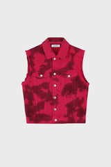 TRUCKER VEST IN TIE-DYE DENIM