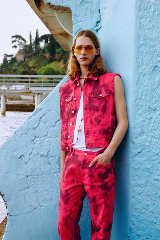 GENERATION78 | TRUCKER VEST IN TIE - DYE DENIM