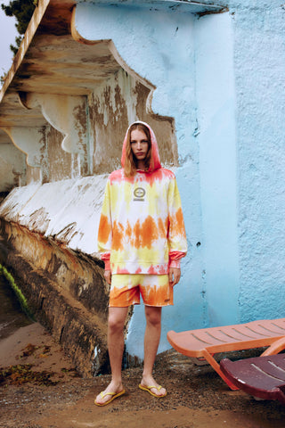 GENERATION78 | WIDE - LEG DRAWSTRING SHORTS IN TIE - DYE JERSEY