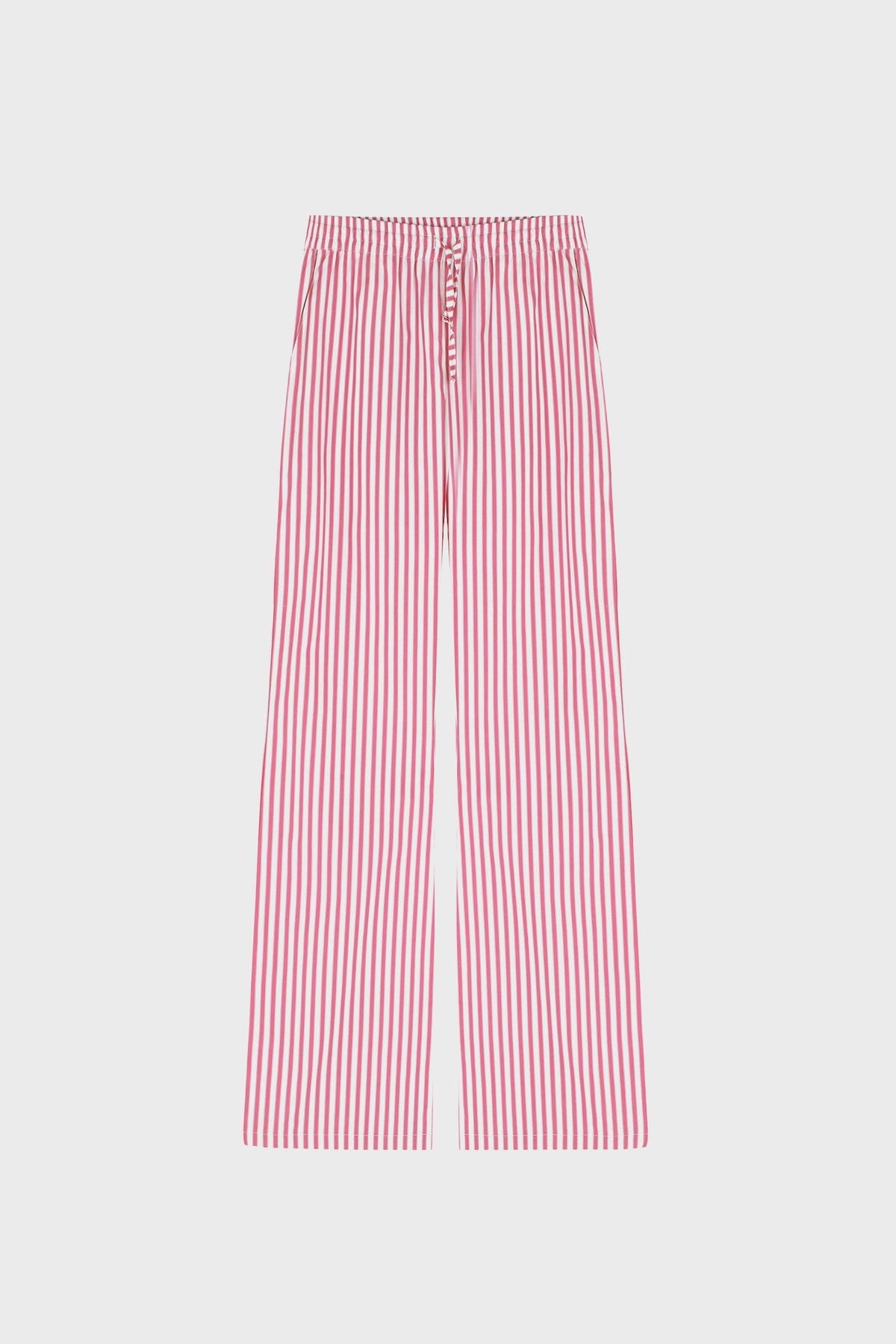 STRIPED WIDE-LEG PANTS IN COTTON-POPLIN