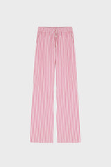 STRIPED WIDE-LEG PANTS IN COTTON-POPLIN