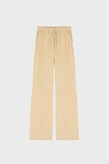 STRIPED WIDE-LEG PANTS IN COTTON-POPLIN